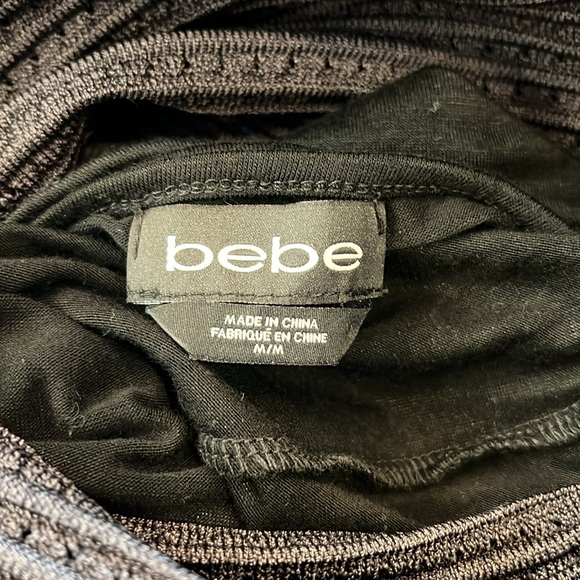 NWT Bebe black fitted knit sweater dress with rolled funnel neck and full lining - Picture 9 of 11